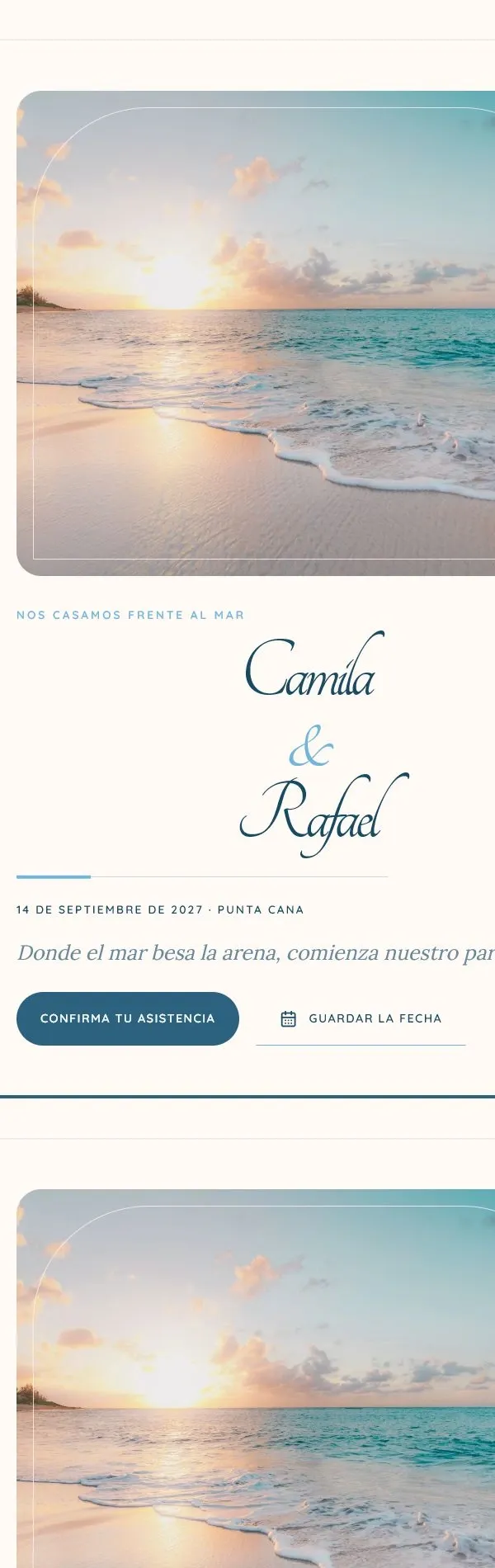 Vista de una invitación digital